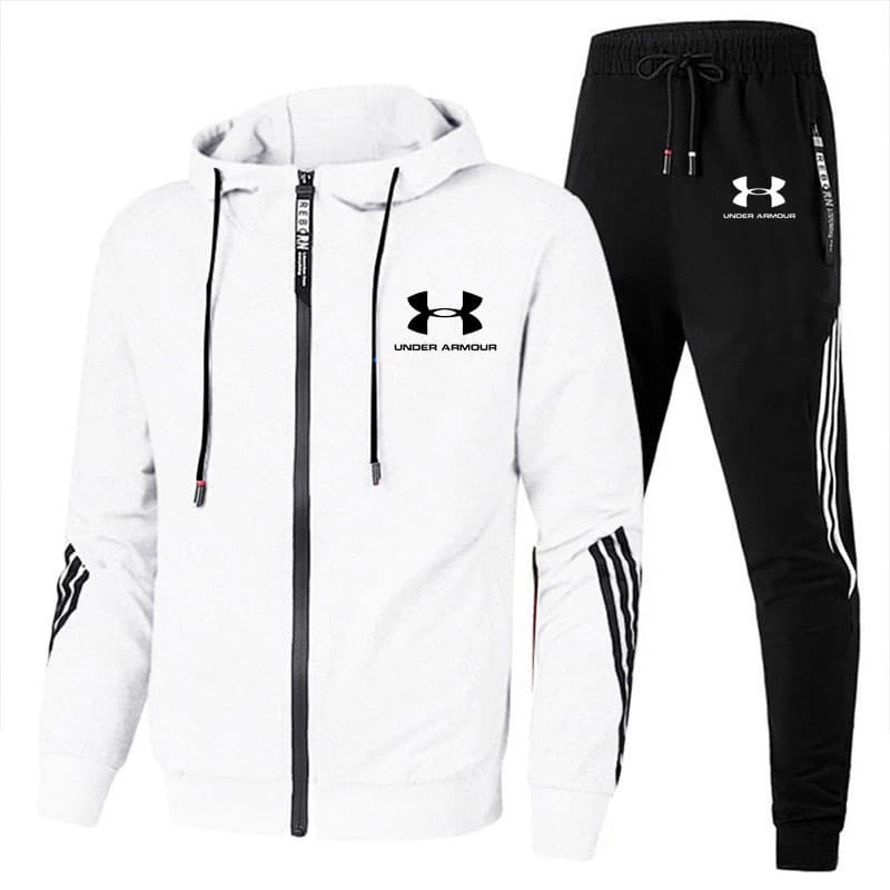 Ensemble deux pièces décontracté de sport printemps-automne avec sweat à capuche zippé tendance pour homme