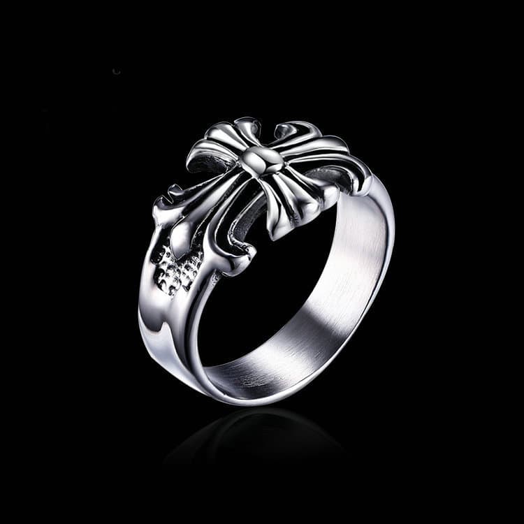 Classic design letter cross for Japanese and Korean celebrities, men's trendy index finger ring