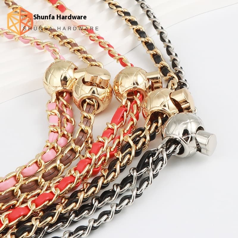 Small Golden Ball Bag Chain Accessories Metal Adjustable Buckle Bag Chain Wide Shoulder Strap Leather Backpack Crossbody Bag Strap