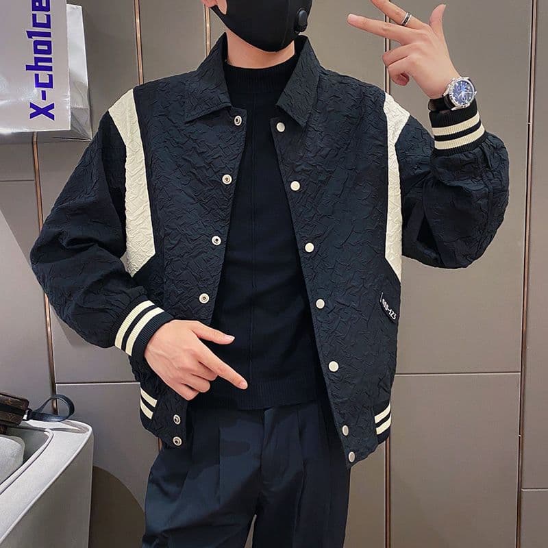 Coat Men's Autumn And Winter Trendy Brand Ins Trend Lapel Jacket Light Luxury Men's High-end Sense Ruffian Handsome Casual Top