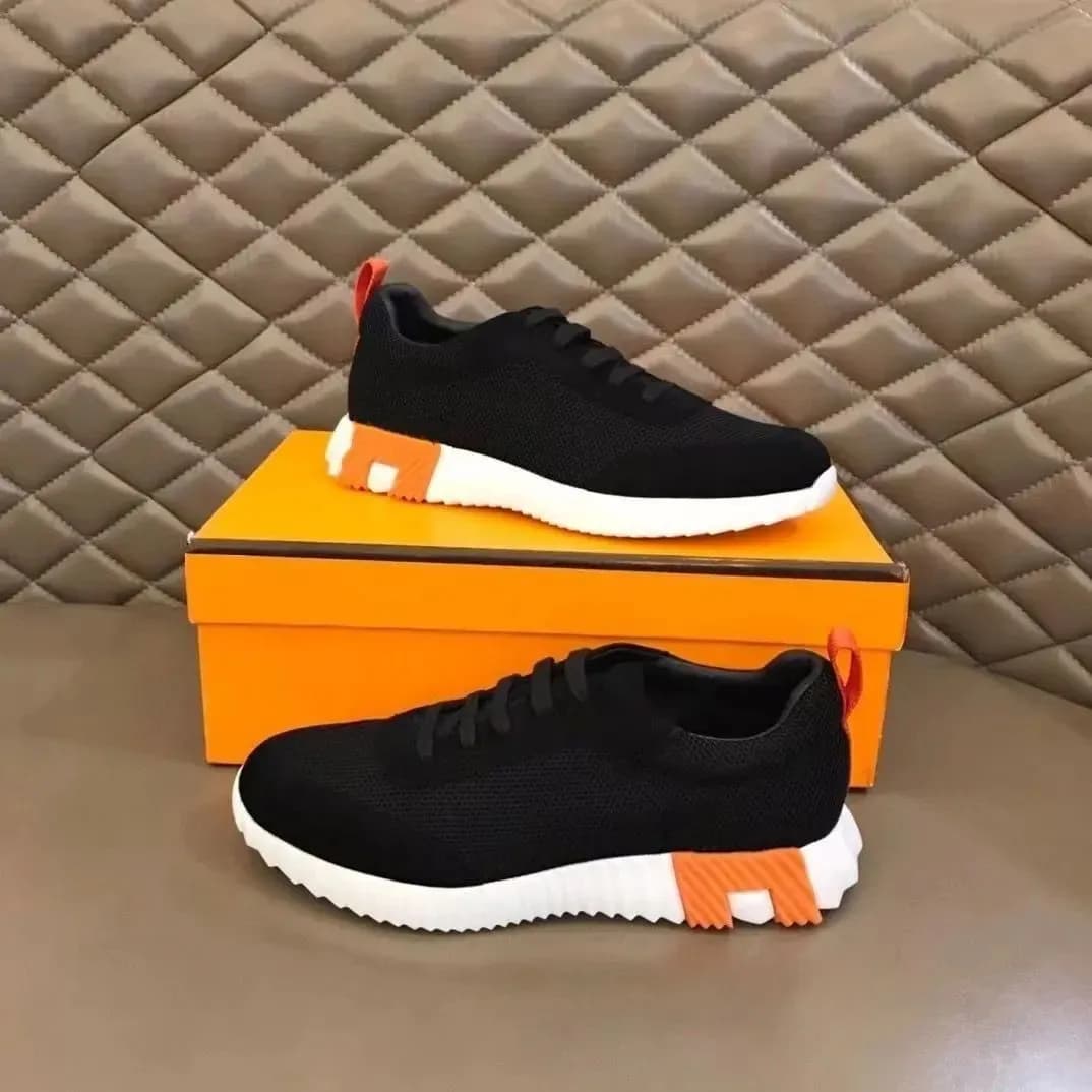 Baskets montantes de marque H pour homme, style décontracté, en cuir et mesh, à lacets, style running.