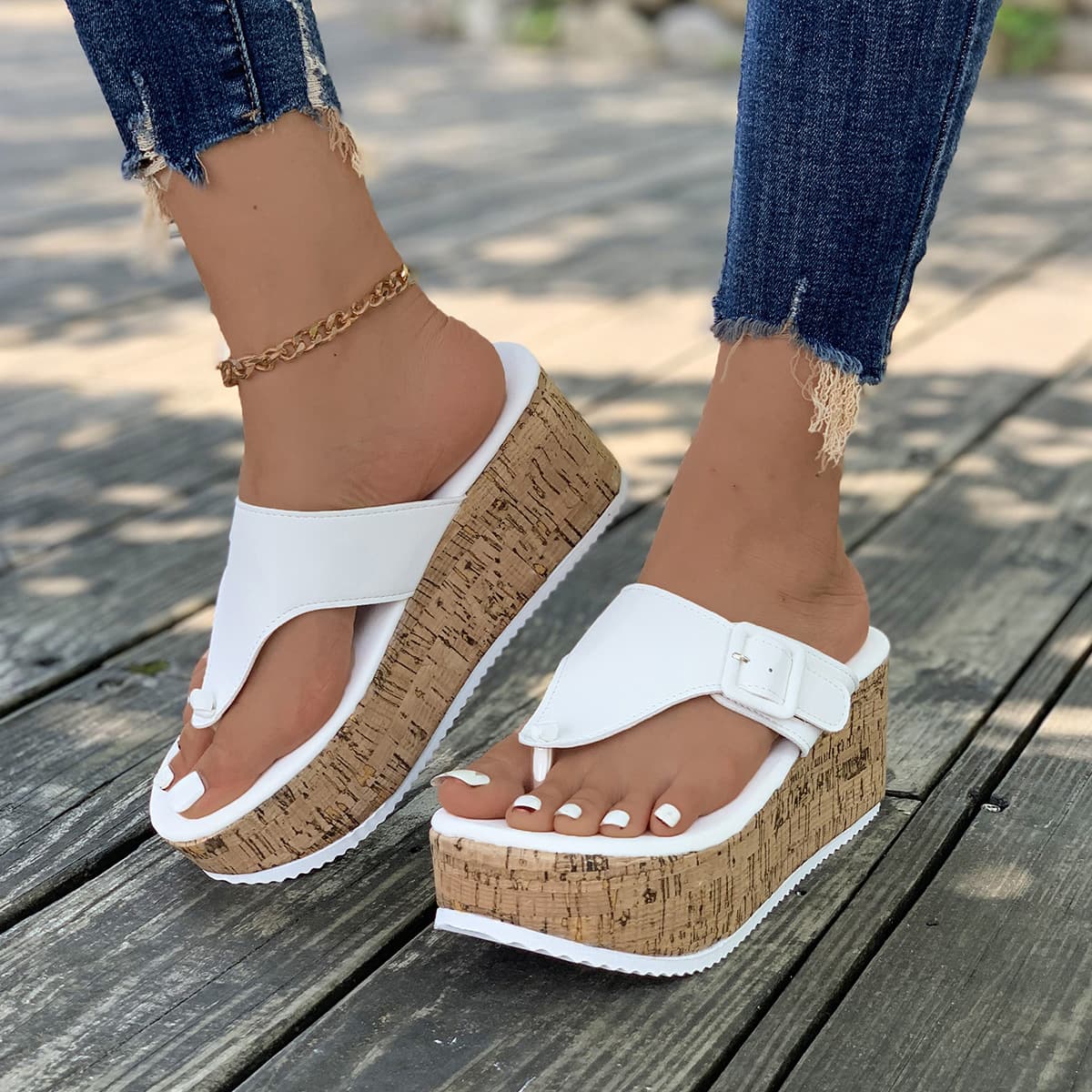 Women's shoes new summer thick-soled women's shoes wedge heel women's buckle sandals