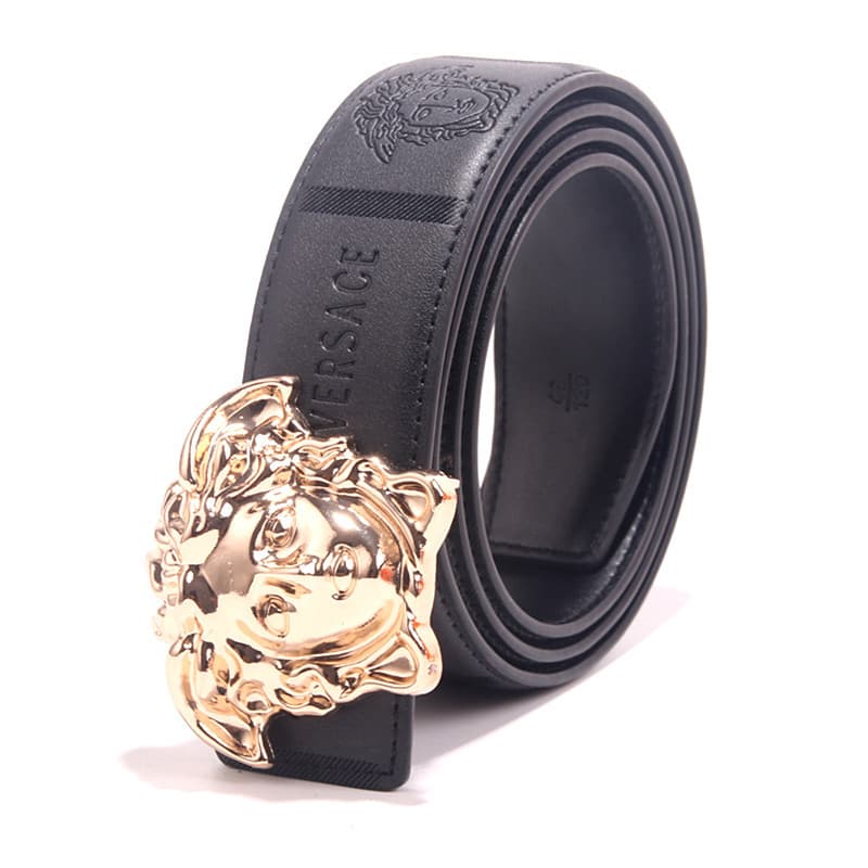 Beauty Head Ceinture en cuir véritable gaufré Ceinture unisexe en cuir véritable 3,8 cm