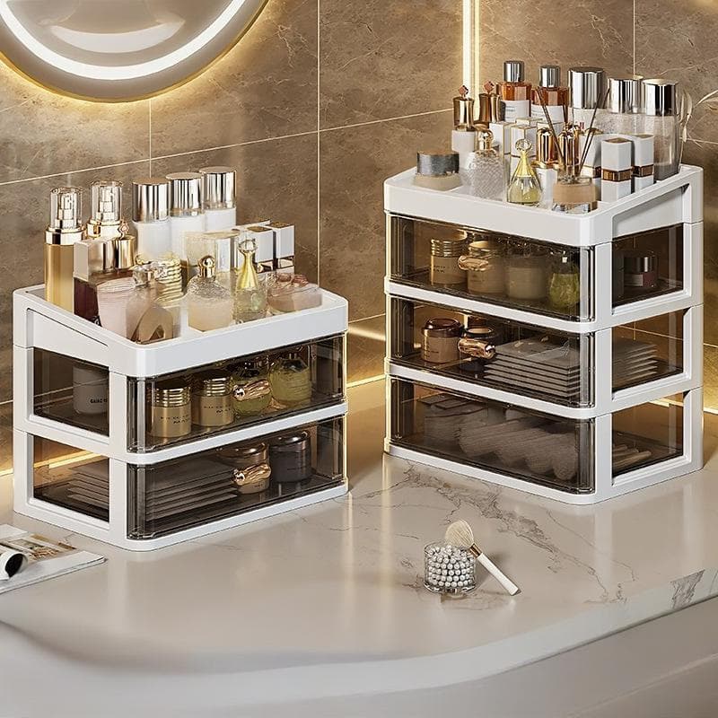 Luxury Acrylic Cosmetic Organizer Large Capacity Makeup Storage Box For Skincare Lipsticks Brushes Clear Display Case With Dust Proof Lid