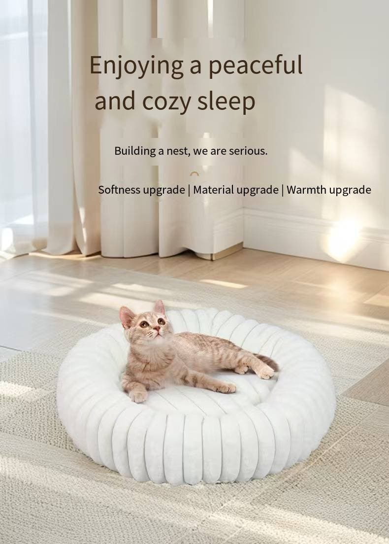 Cat Nest Straight Plush Round Pet Nest Warm In Winter