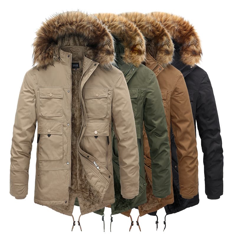 Men's Clothing Men's Longline Fleece-Lined Parka - Detachable Hood Winter Coat (4 Colors, L-4XL)​