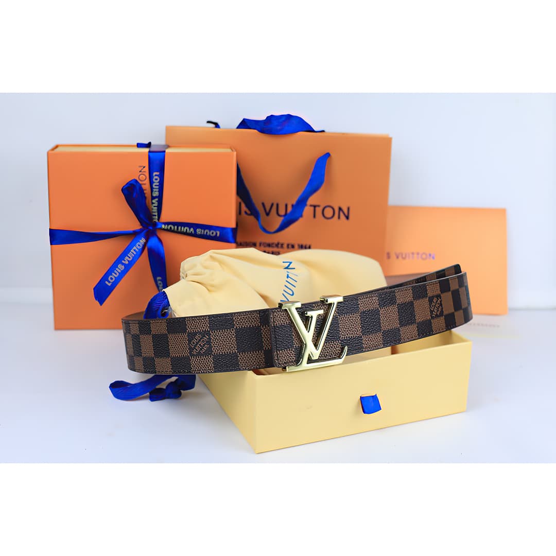 Ceinture classique en cuir véritable pour homme avec patchwork à carreaux et coffret cadeau durable