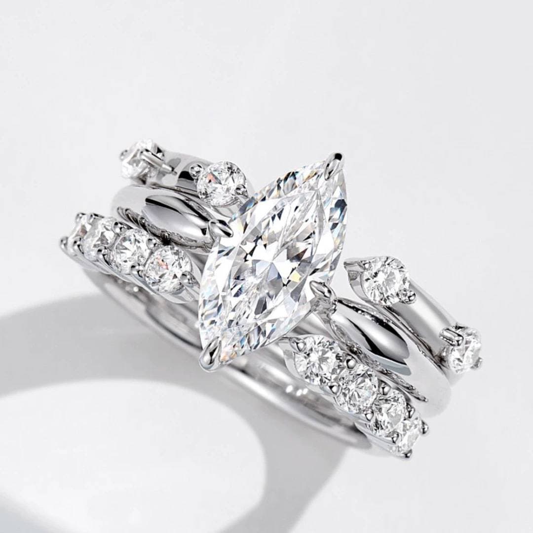 Three in one stacking ring is dazzling and super shiny, with horse eye zircon open female ring