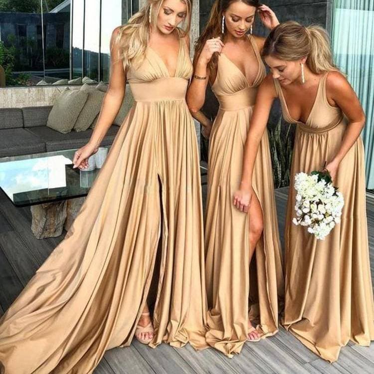 Women's Clothing Suspender Deep V Dress Bridesmaid Dress