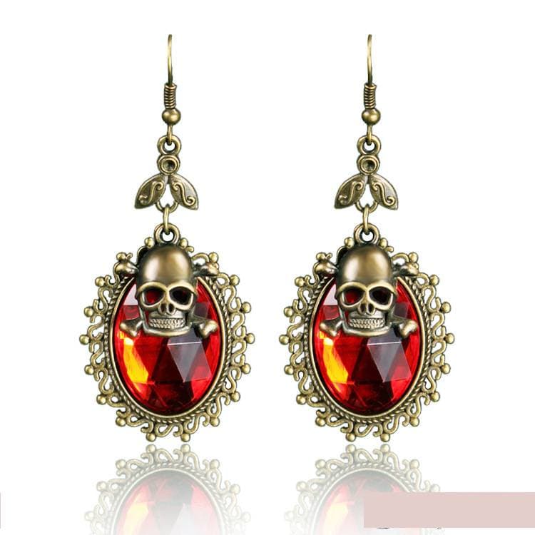 Drop Earrings Halloween Earrings Horror Ghost Demon Retro Skull Ghost Head Crystal Earrings For Women