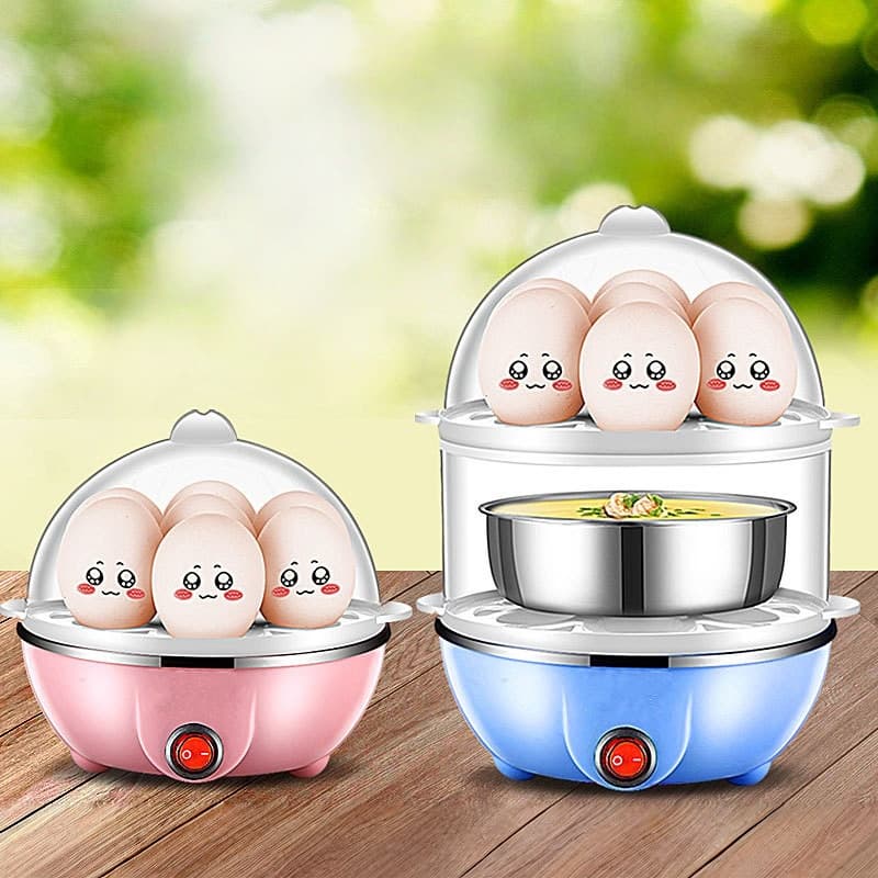 Double-Layer Egg Steamer – 350W Fast Multi-Cooker For Eggs & Custard – Auto Shut-Off & Gift-Ready Packaging (EU/US/UK/CN Plugs)