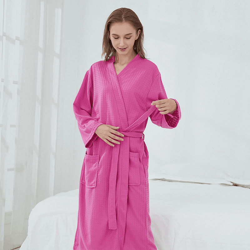 Women's Clothing Waffle Bathrobe Sauna Suit Women's Thin Nightgown Long Couple Home Clothes Hotel Bathrobe