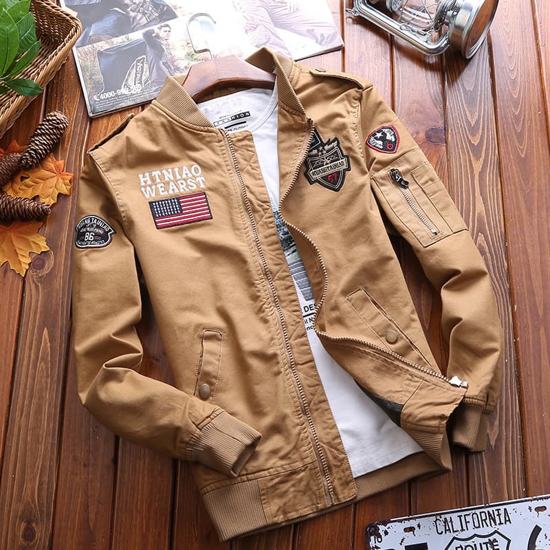 Men's Clothing Pure Cotton Flying Jacket Men's Casual Washed Military Tough Guy Jacket