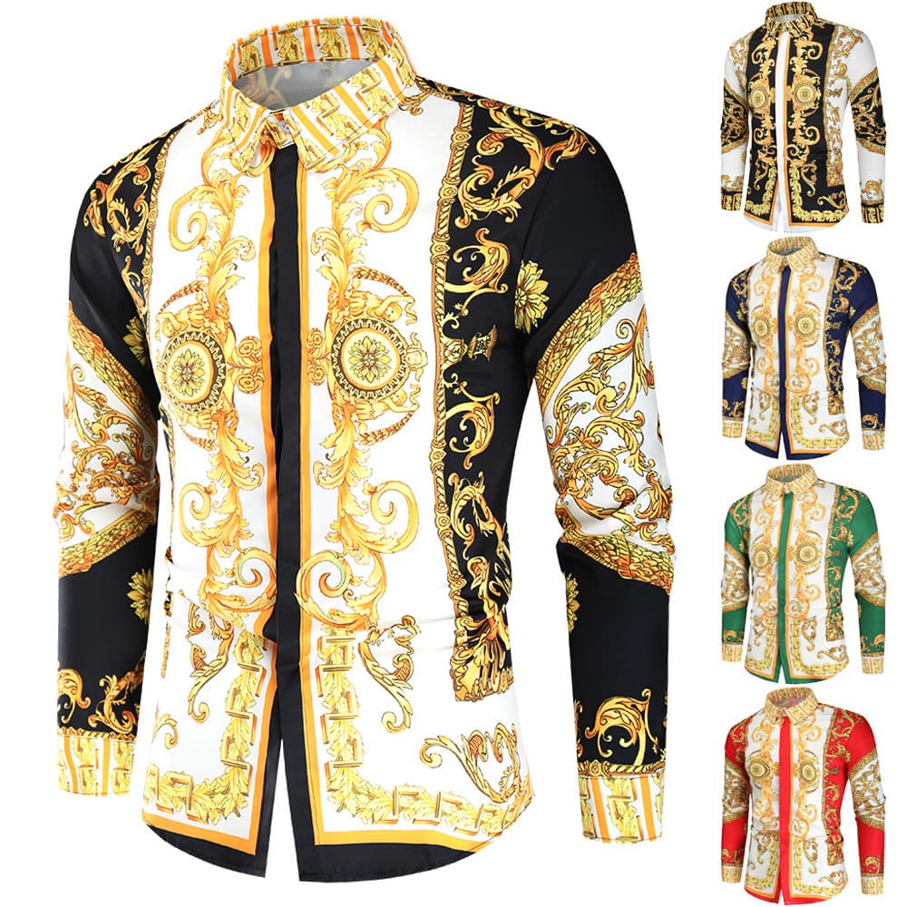 Men's Clothing 3D Digital Printing Fashion Shirt Men's Long Sleeve Shirt