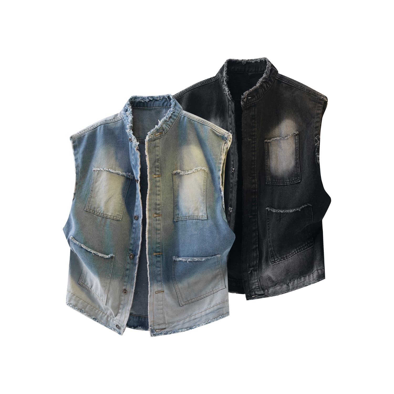 Men's Trendy Hong Kong Style Denim Vest Upgraded Fabric Summer Workwear Jacket