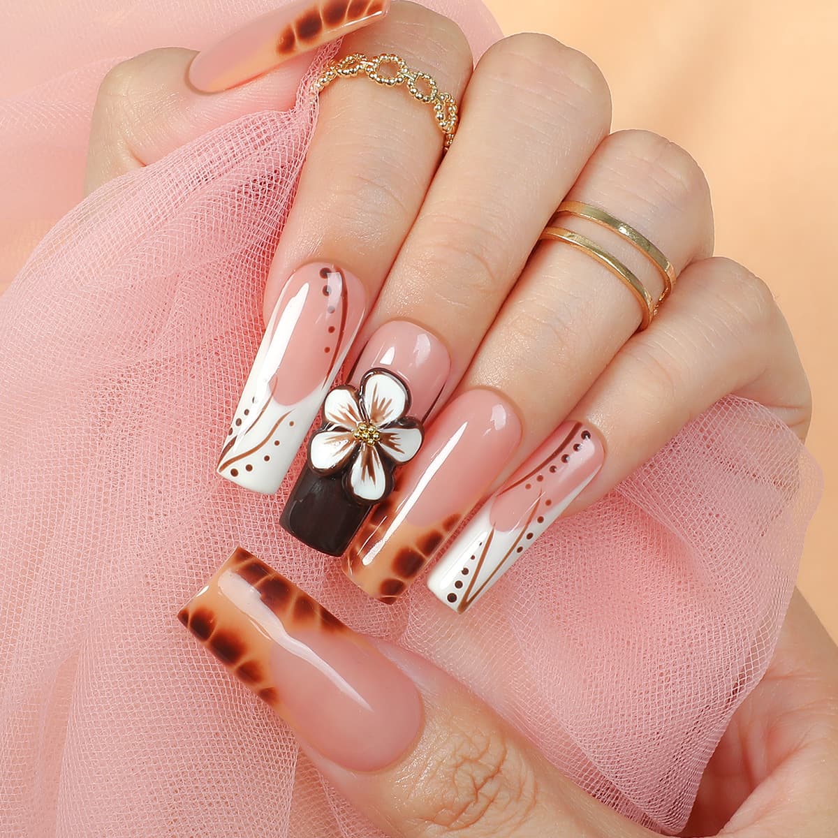 Hand Made High Quality Three Dimensional Flower White French Nail Stickers With High End Feel