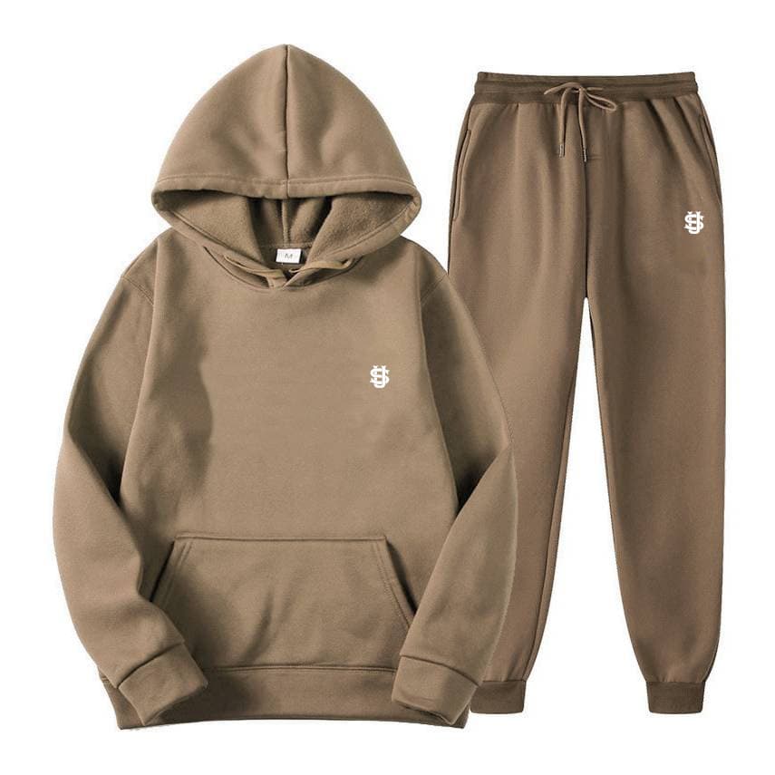 Solid Color Hoodie Set With Threaded Bottom For Men's And Women's Casual Sportswear, Sweatpants, Letter Hoodie, And Sweatpants Set