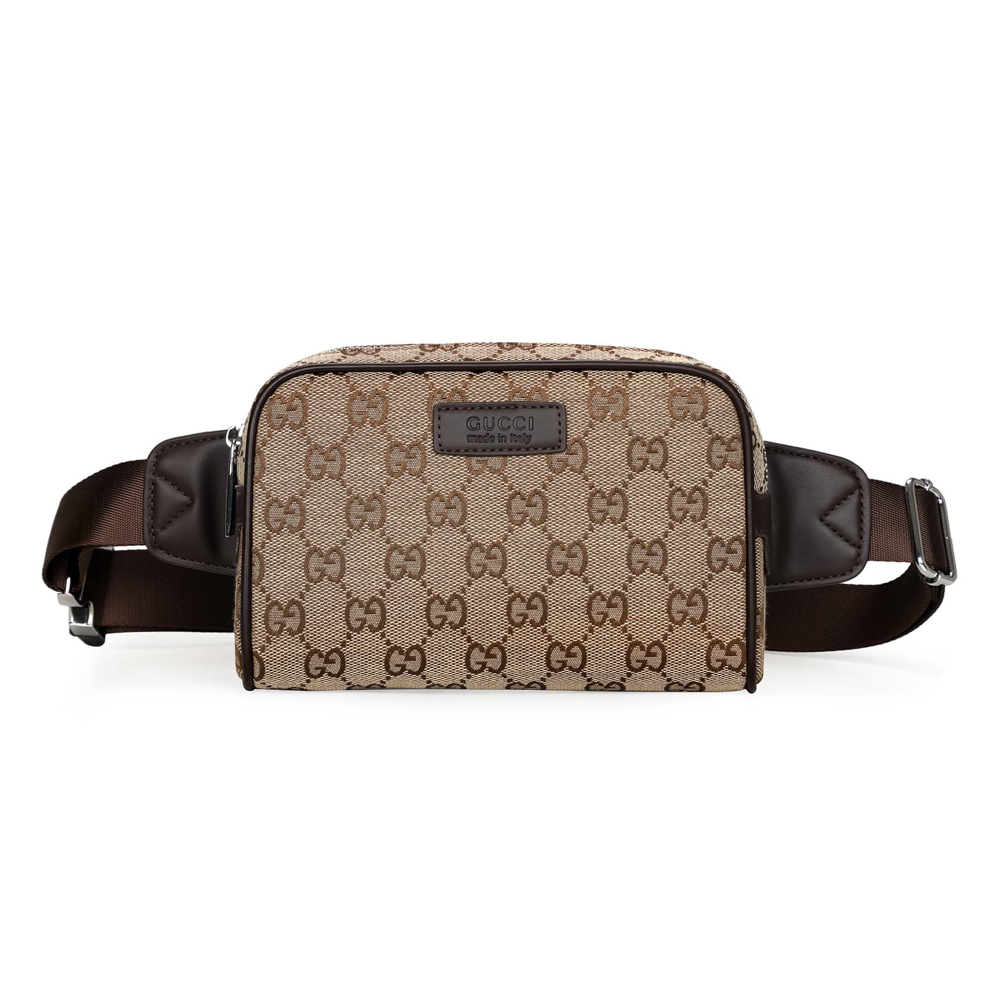 【Gucci】Sac banane classique pour homme en cuir patchwork imprimé, un sac de voyage polyvalent