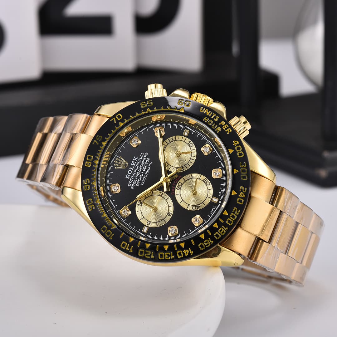 Montre de luxe pour homme Rolex, style business, à six aiguilles et cadran classique à trois sous-cadrans.
