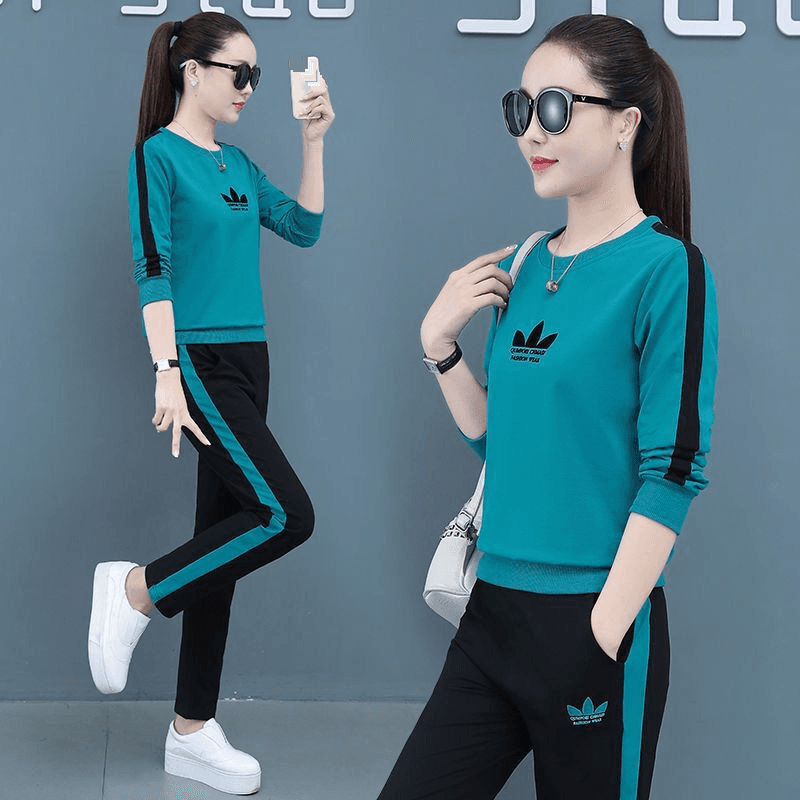Women's Clothing 775#sports suits for women spring and autumn new loose long sleeved large size running casual wear two piece suit