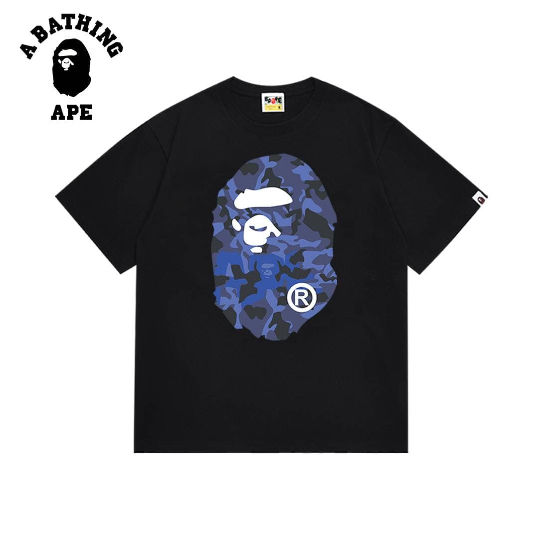 A BATHING APE BAPE-Letter Desert Camouflage Ape Head Double-sided Printed Short Sleeved T-shirt Men's Short Sleeved T-shirt With Letter Printed Patter