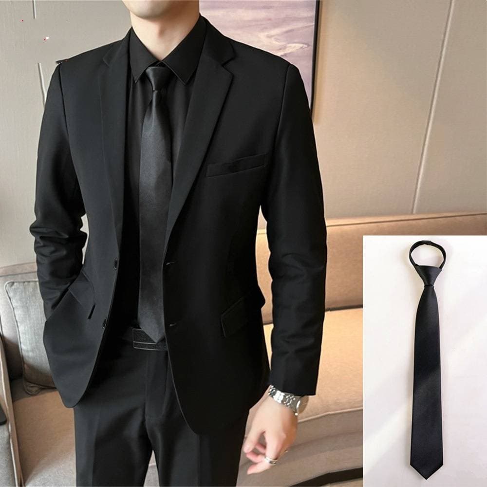 Men's Clothing Slim Black Casual Business Formal Wear Professional Youth Plus Size Groomsmen Single Suit