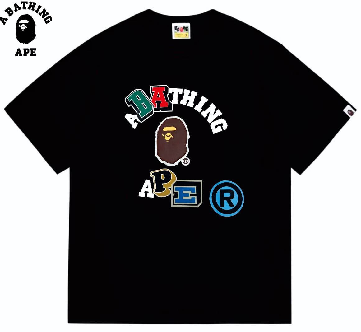 A BATHING APE BAPE-Colorful Ape Head Printed Cotton Short Sleeve
