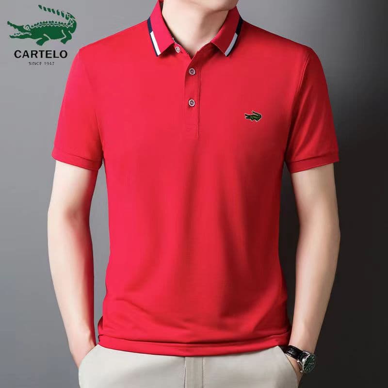 Polos homme en coton brodé, collection printemps-été, décontractés et respirants, à revers.