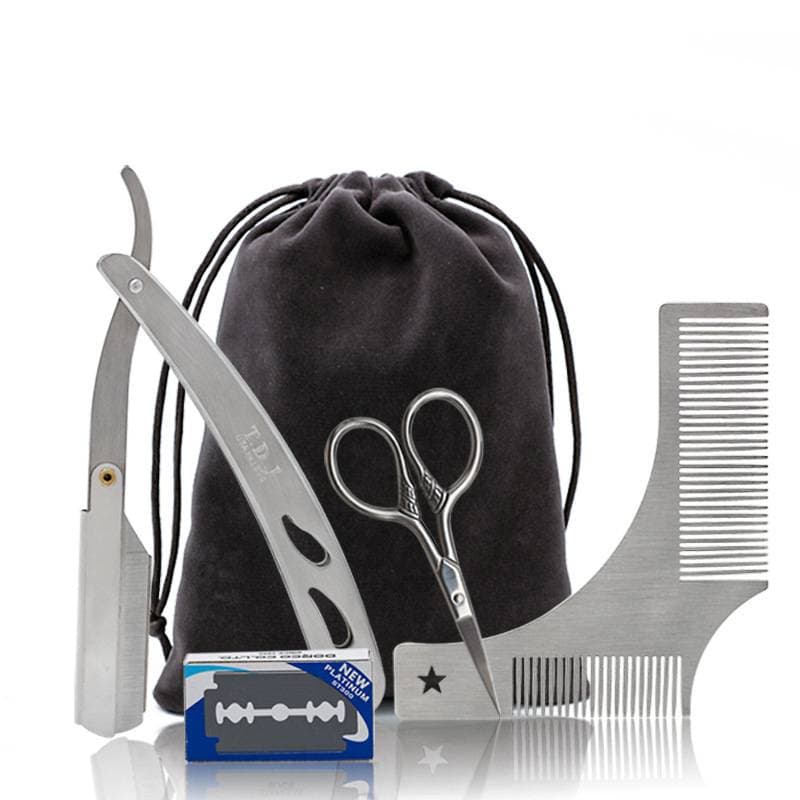 Men's trim set right Angle Mustache comb Vintage stainless steel razor Razor in stock