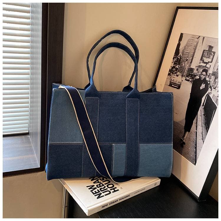 Luxury Designer Jeans Bag Women Denim Handbag Shoulder Bag Female Large Capacity Canvas Messenger Bag Versatile Commuter Package