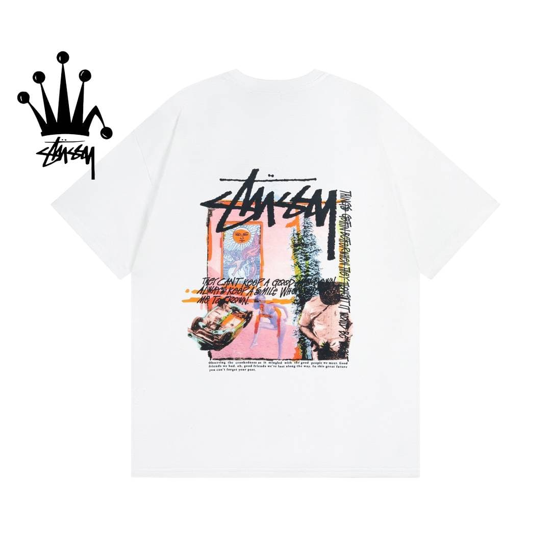 Stussy Art Element Printed Pattern Cotton Short Sleeved T-shirt