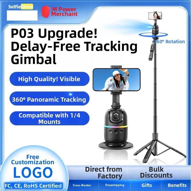 Follow Up Gimbal Selfie Stick With Face Recognition And Human Tracking Anti Shake Tripod For Live Streaming P03