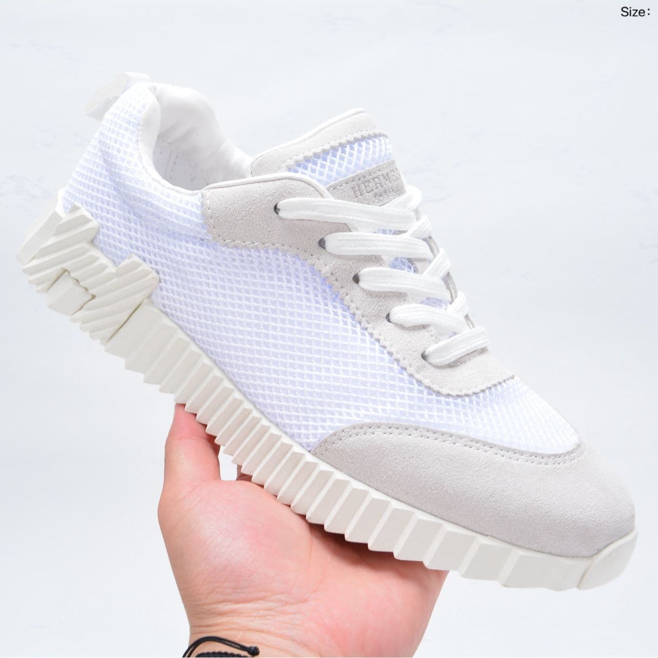 Version cuir de vache ~ Baskets blanches à blocs de couleurs H pour femmes 2025 Nouveau cuir véritable bout rond à lacets plat décontracté coupl