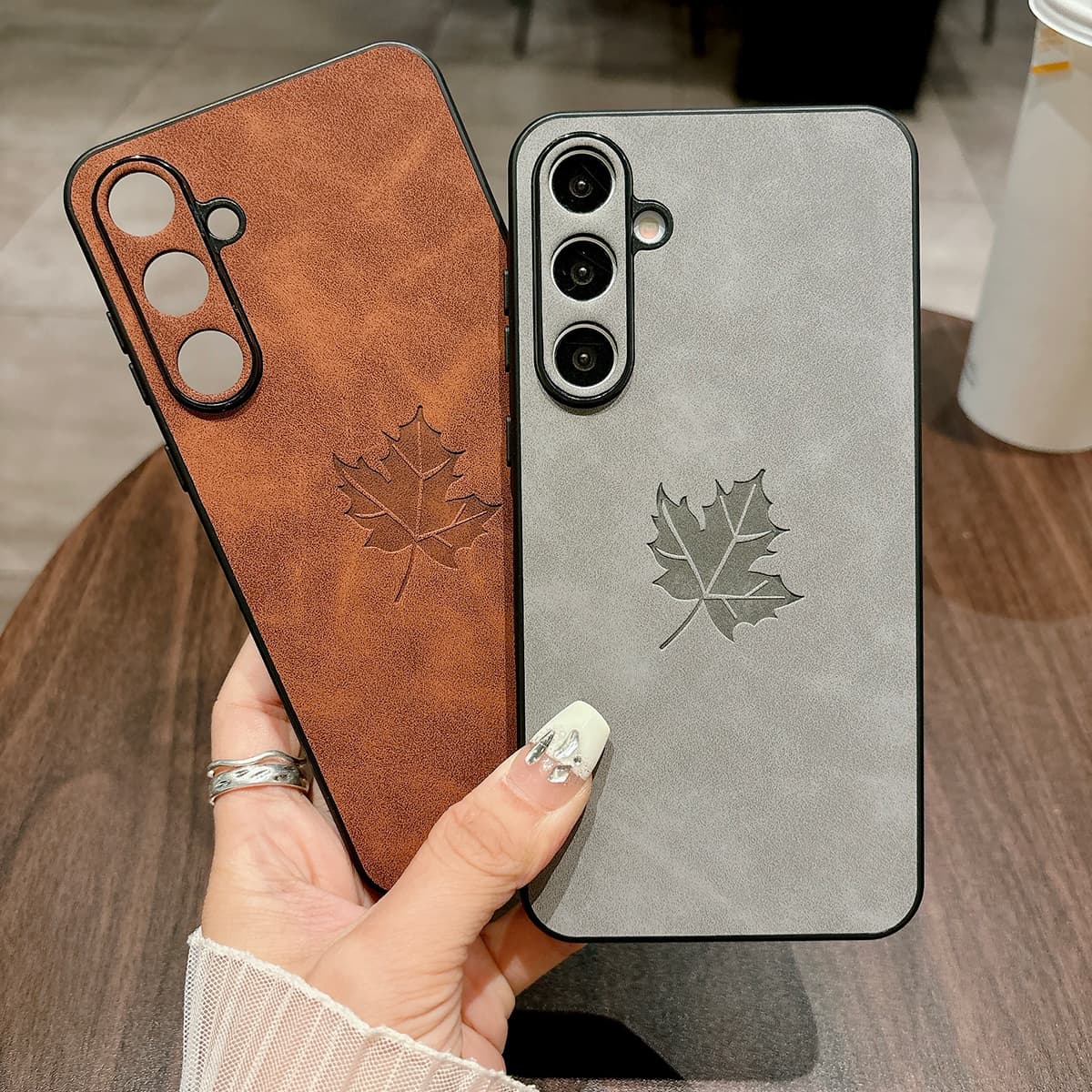 For Samsung Galaxy S25 Ultra Plus A56 A36 A26 A16 A55 A54 A53 A52s Case Leather 3D Maple Leaf Cover Soft Matte Full