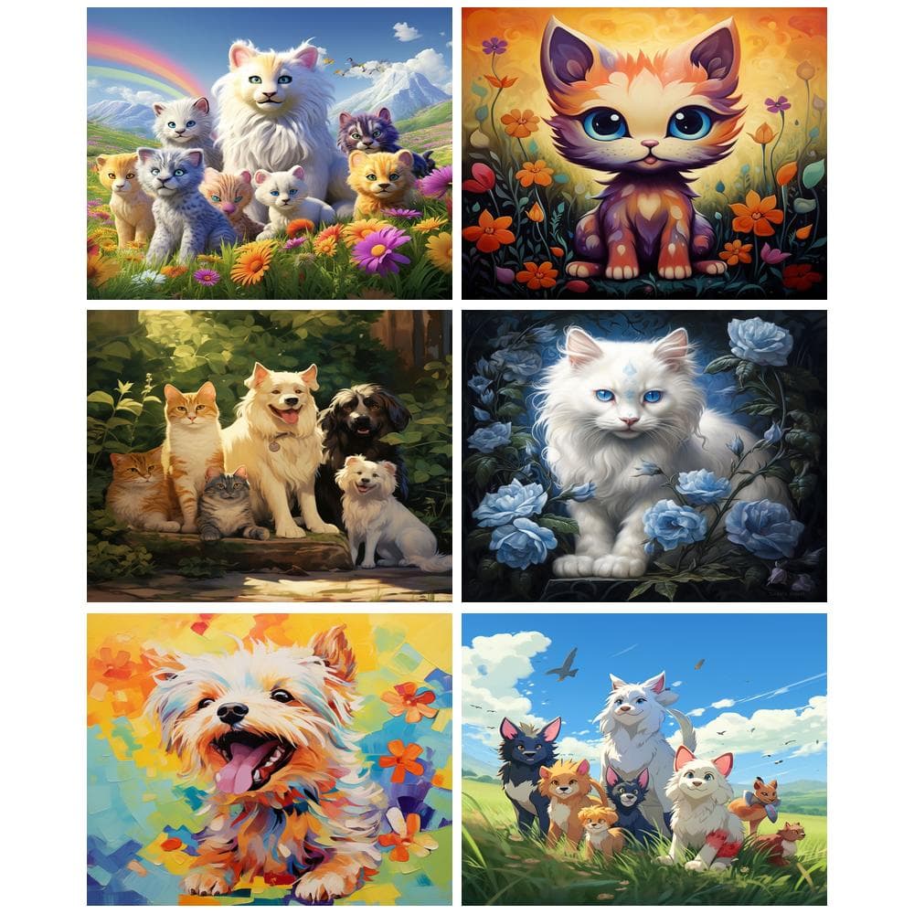 PhotoCustom 5d Diy Diamond Painting Cute Animals Full Round Diamond Embroidery Mosaic Home Decor