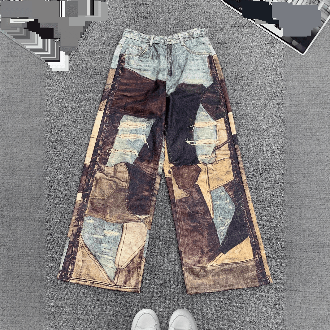 Jeans de marque pour hommes, style couture, imprimé, style décontracté américain