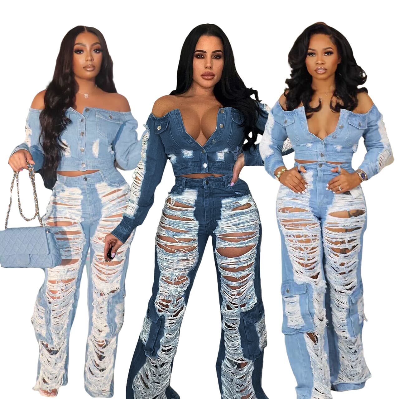 Women's Clothing New women's jeans F88493 spot fashion casual ripped jeans