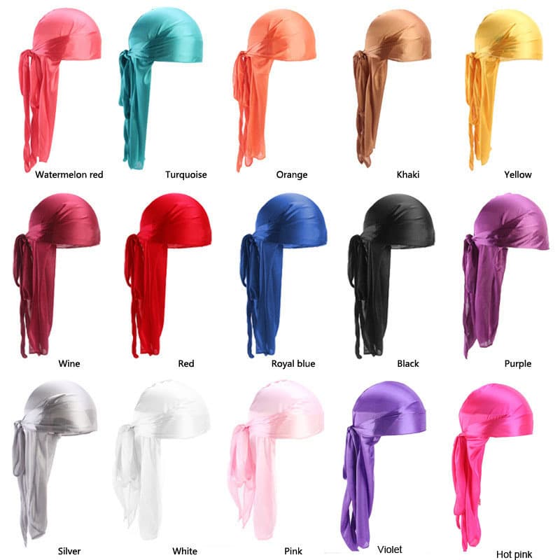 Unisex Silky Durag Headwrap – Long Tail Pirate Cap For Hip Hop Fashion, Breathable & Stylish (18 Colors)​
