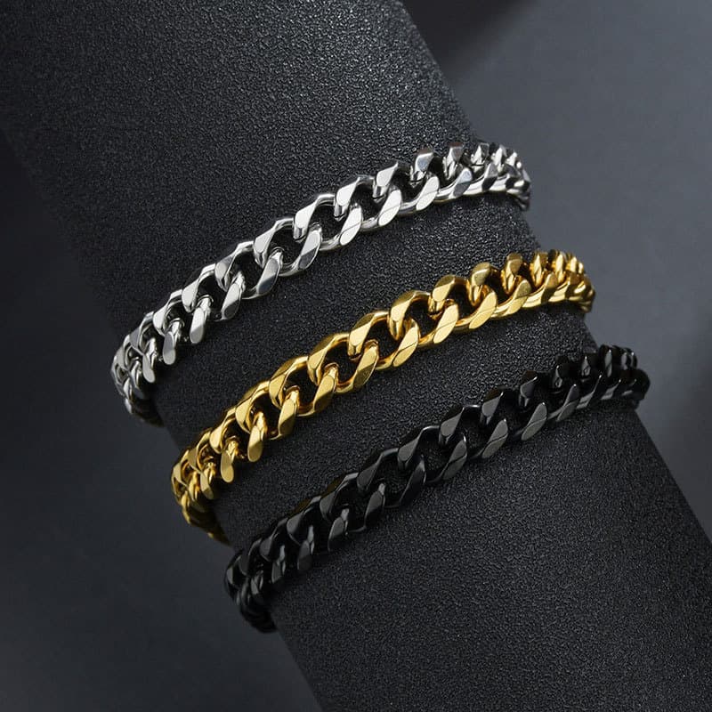 Hot Selling Six-Sided Stainless For Men And Women, Ins Style Hip-Hop Titanium Steel Personality Cuban Chain Bracelet