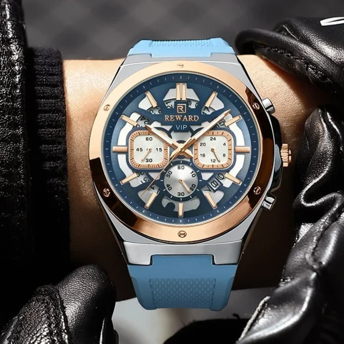 Fashion Men's Quartz Watch Multi Functional Automatic Date Chronograph Casual Silicone Strap Watches For Man