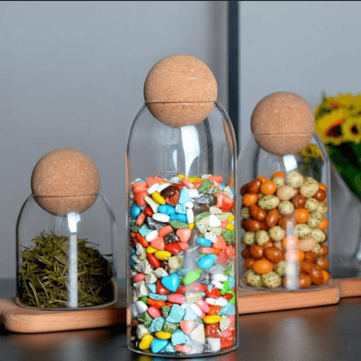 Home Furniture Japanese Storage Ball Jar Glass Tea Can Simple Cork Jar Sealed Candy Jar Storage Jar Dry Food Storage Jar