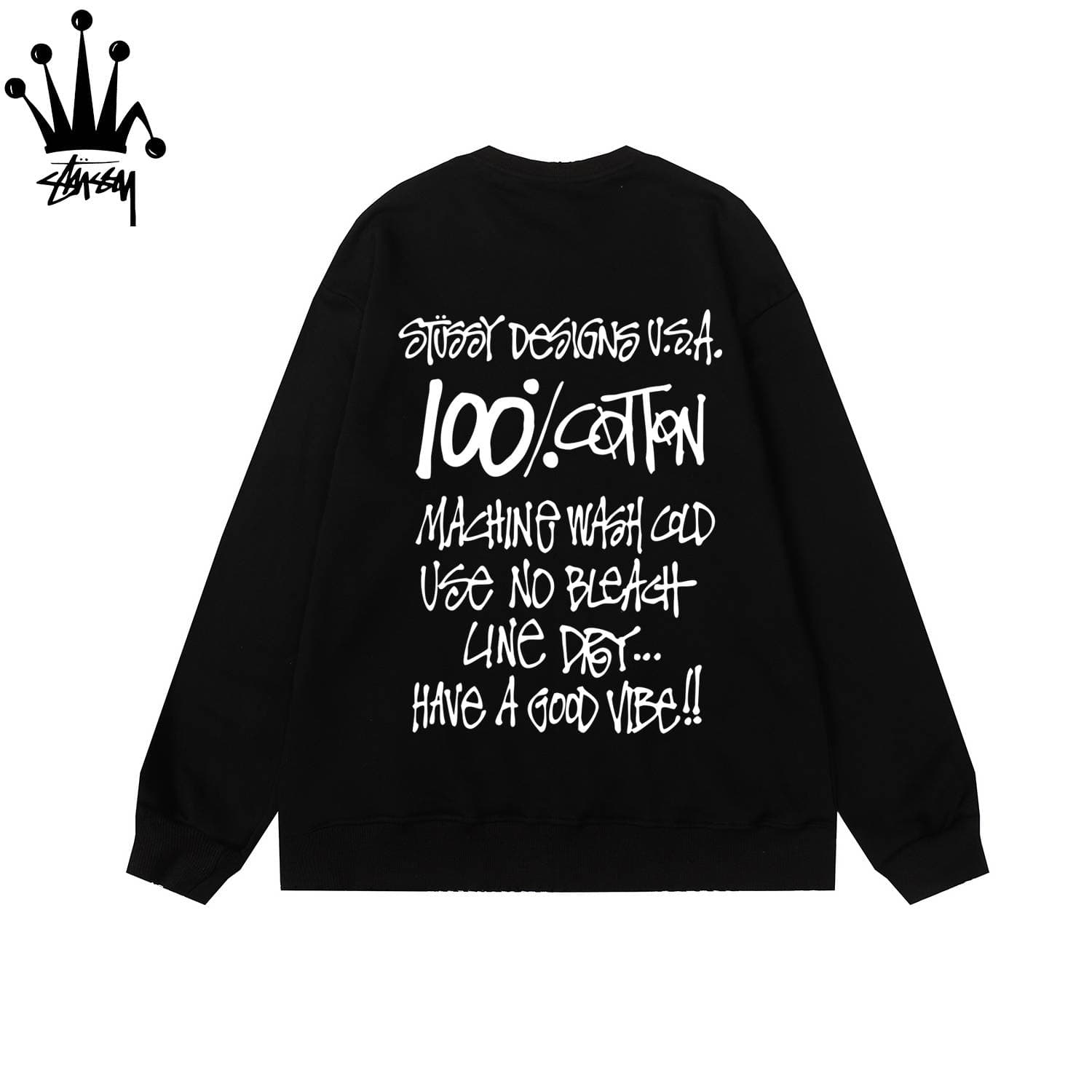 STUSSY 100% Pattern Printed Casual Fashion Long Sleeve Hoodie Made Of Pure Cotton Fabric, Unisex