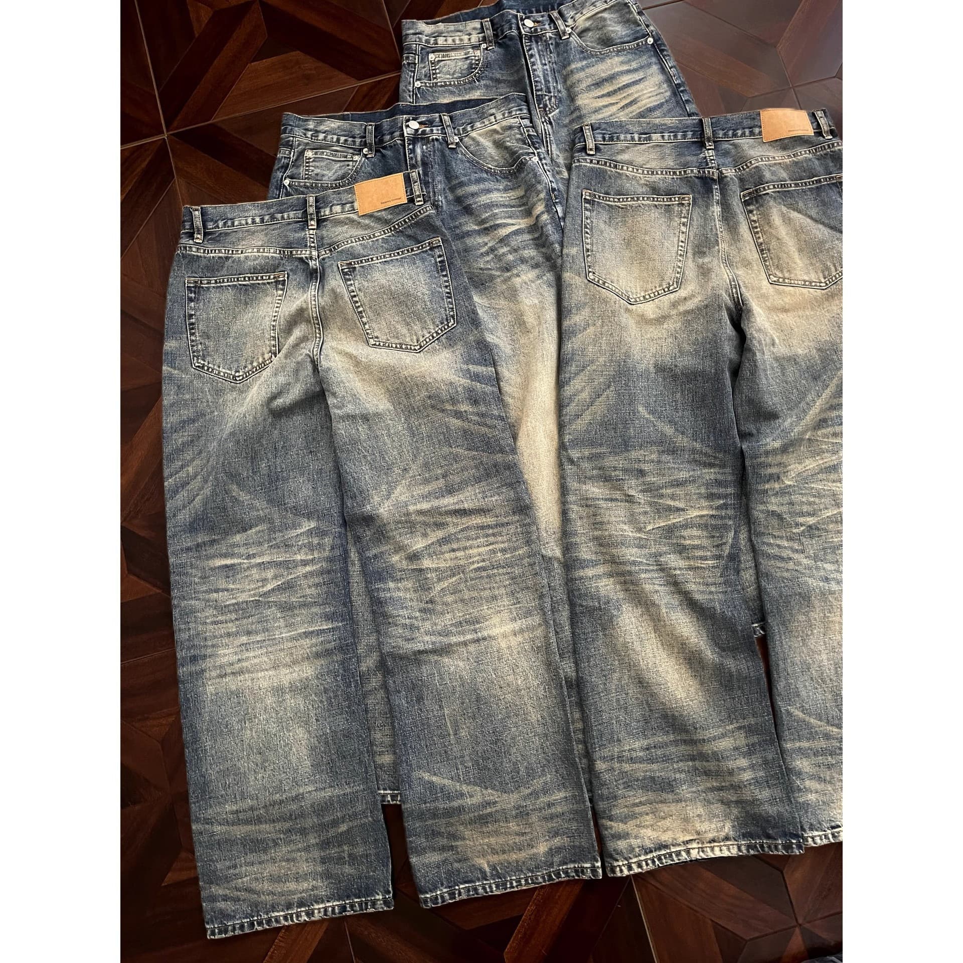 2026 American Guochao Spring And Autumn Street Versatile Micro-pull Loose Straight Casual Washed Old Denim Trousers