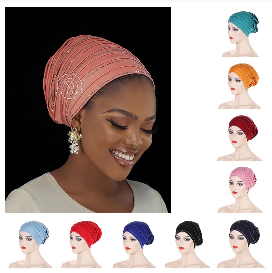 new multi-color air layer multi-layered tube hat hot diamond headscarf hat in stock