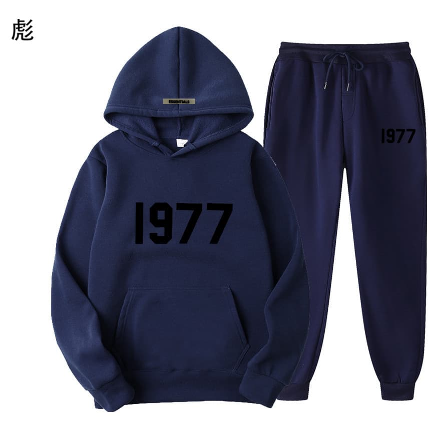 Ensemble pull polaire ample ESSENTIALS Double FOG Fashion Brand High Street, sweat à capuche unisexe avec inscription 1977.