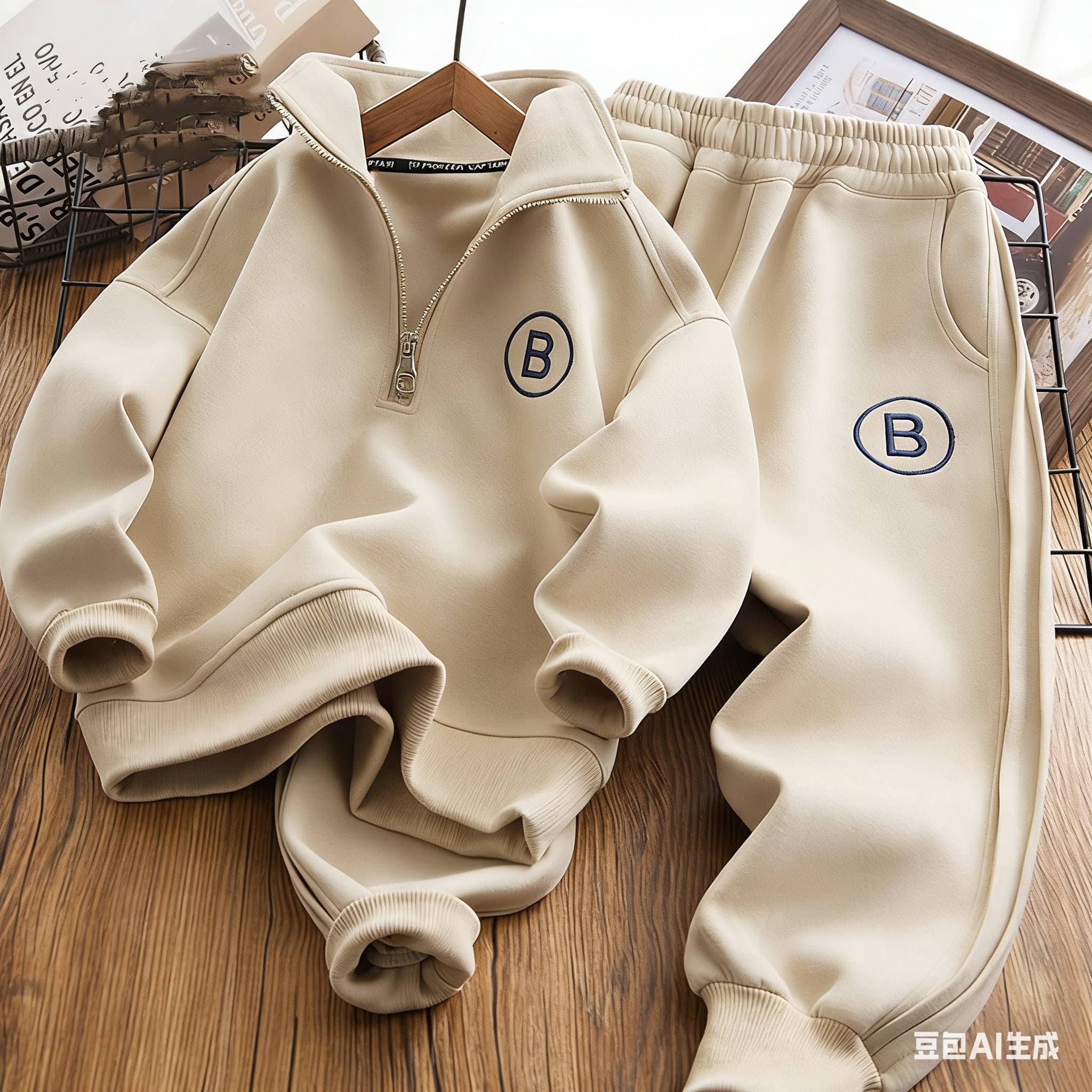 Mother&Kids Children's Casual Embroidered Hoodie Set For Children And Boys With Long Sleeves With Zipper