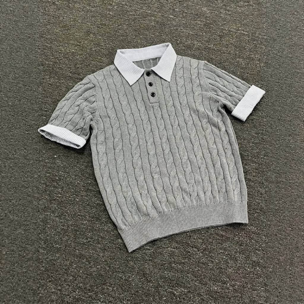 Men's Clothing Old Money Style Knitted Twisted Polo Shirt Short Sleeve Summer Design High End Two Piece T Shirt