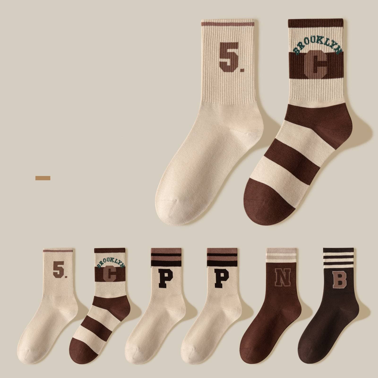 Women's Socks Spring And Autumn Retro Trend Sports Socks Cotton Socks College Style Pile Socks Letter Basketball Yoga Socks