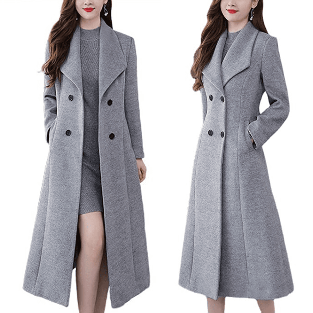 New Autumn And Winter Woolen Coat Thickened Large Size Lapel Super Long Slim Waist Coat