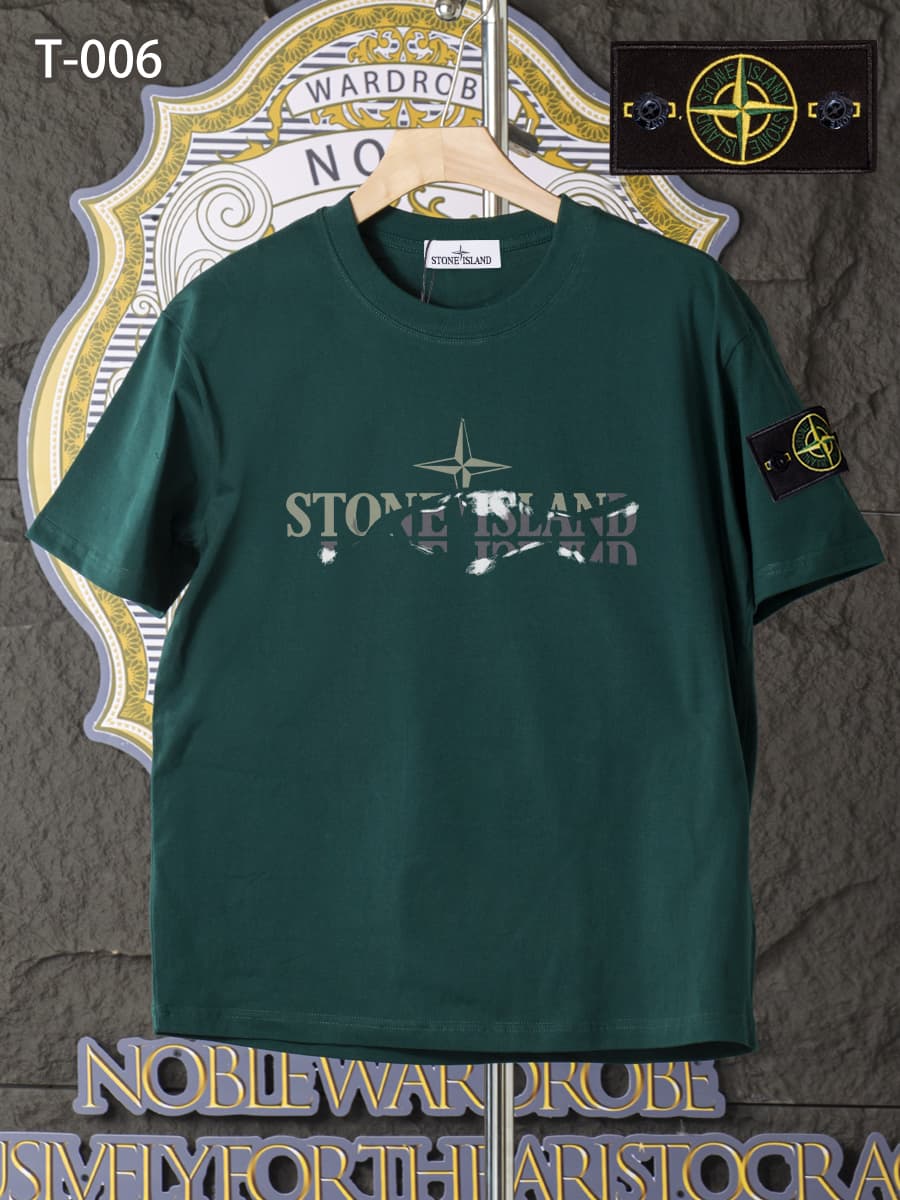 T-006 - T-shirt d'été à manches courtes et col rond en pur coton, haut tendance de haute qualité, léger et respirant pour l'été.